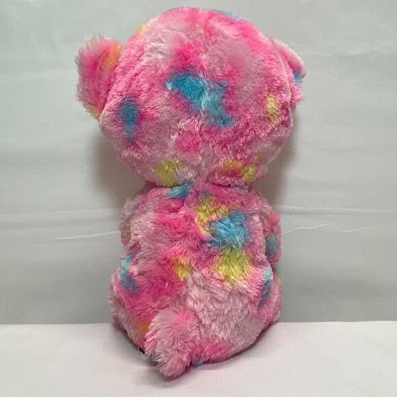 Ty Beanie Boos Franky 10" Rainbow Tye Dye Bear Pink Glitter Eyes 2018 Plush VHTF - Picture 4 of 11